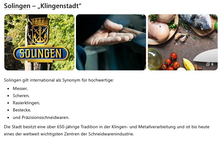 Klingenstadt Solingen ist ein gutes Beispiel für regionale Sichtbarkeit