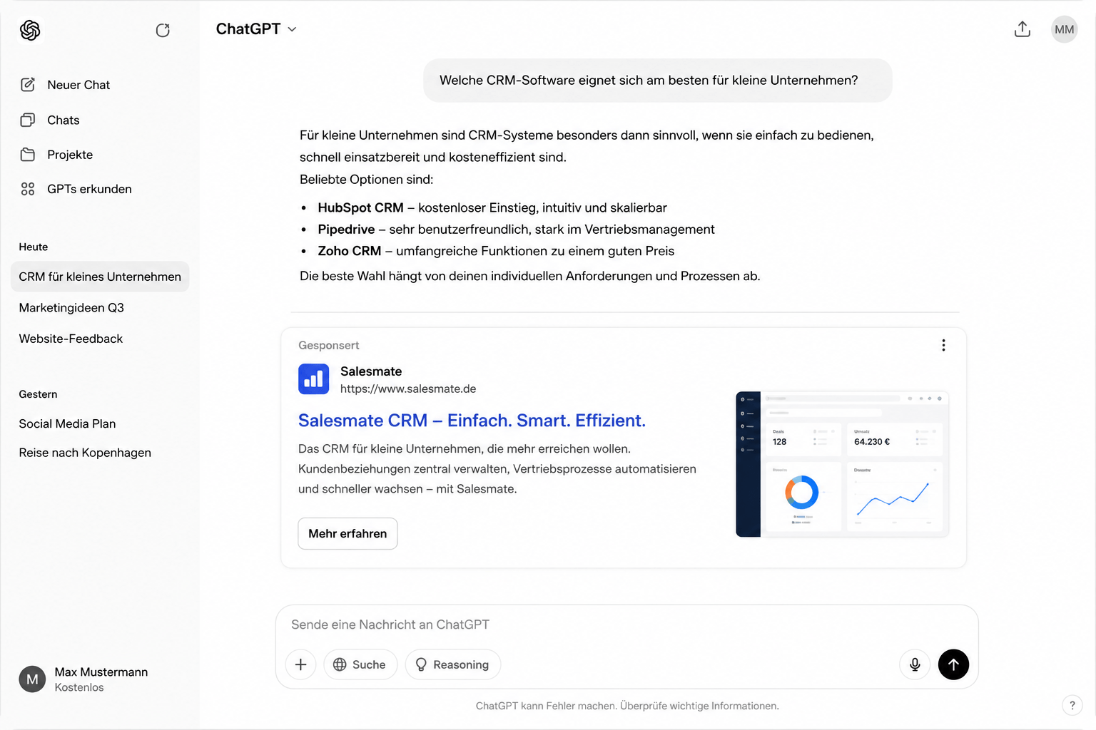 So könnten ChatGPT ADs aussehen.